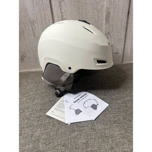 Zephyr Snow Ski Sport Helmet Adult Medium 55.5-59cm Eggshell Earmuffs Adj Straps